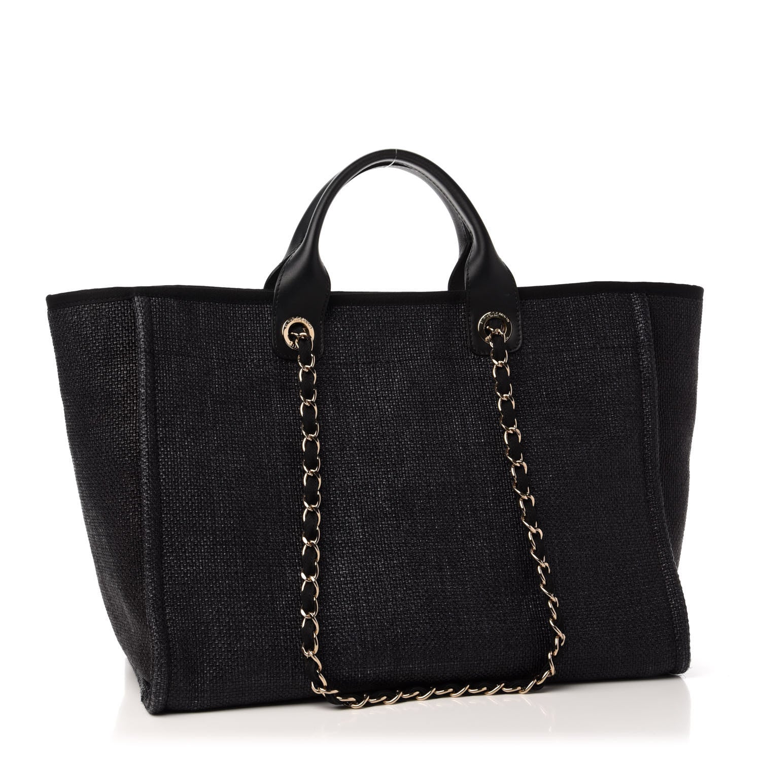 Chanel Woven Straw Raffia Medium Deauville Tote Black 3 of 11