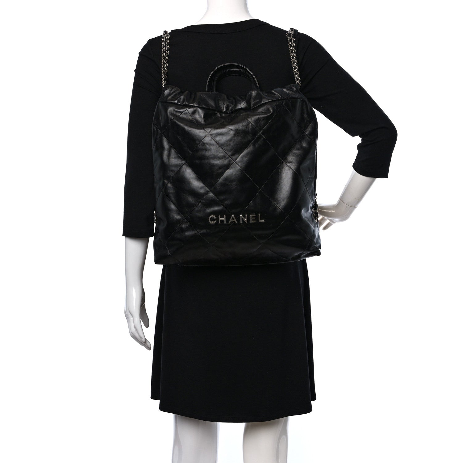 Chanel Shiny Calfskin Quilted Chanel 22 Backpack Black 2 of 9