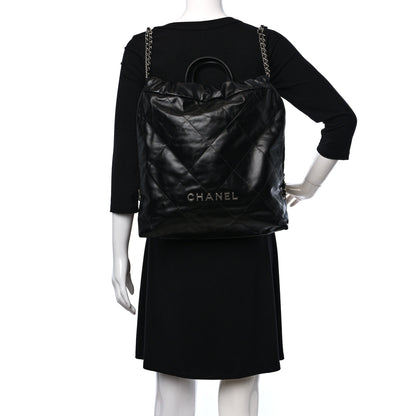 Chanel Shiny Calfskin Quilted Chanel 22 Backpack Black 2 of 9