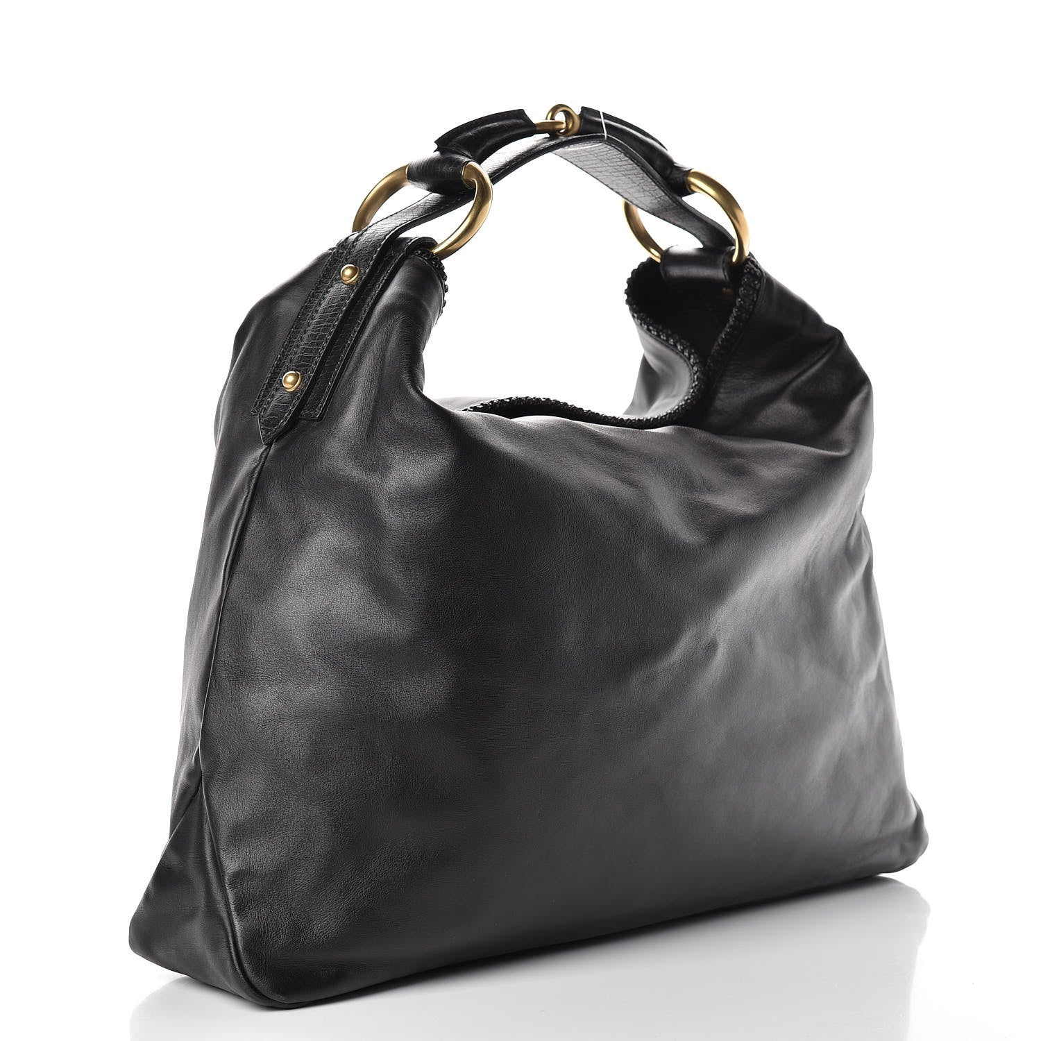 Gucci Calfskin Large Horsebit Chain Hobo Black 3 of 12