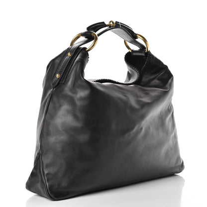 Gucci Calfskin Large Horsebit Chain Hobo Black 3 of 12