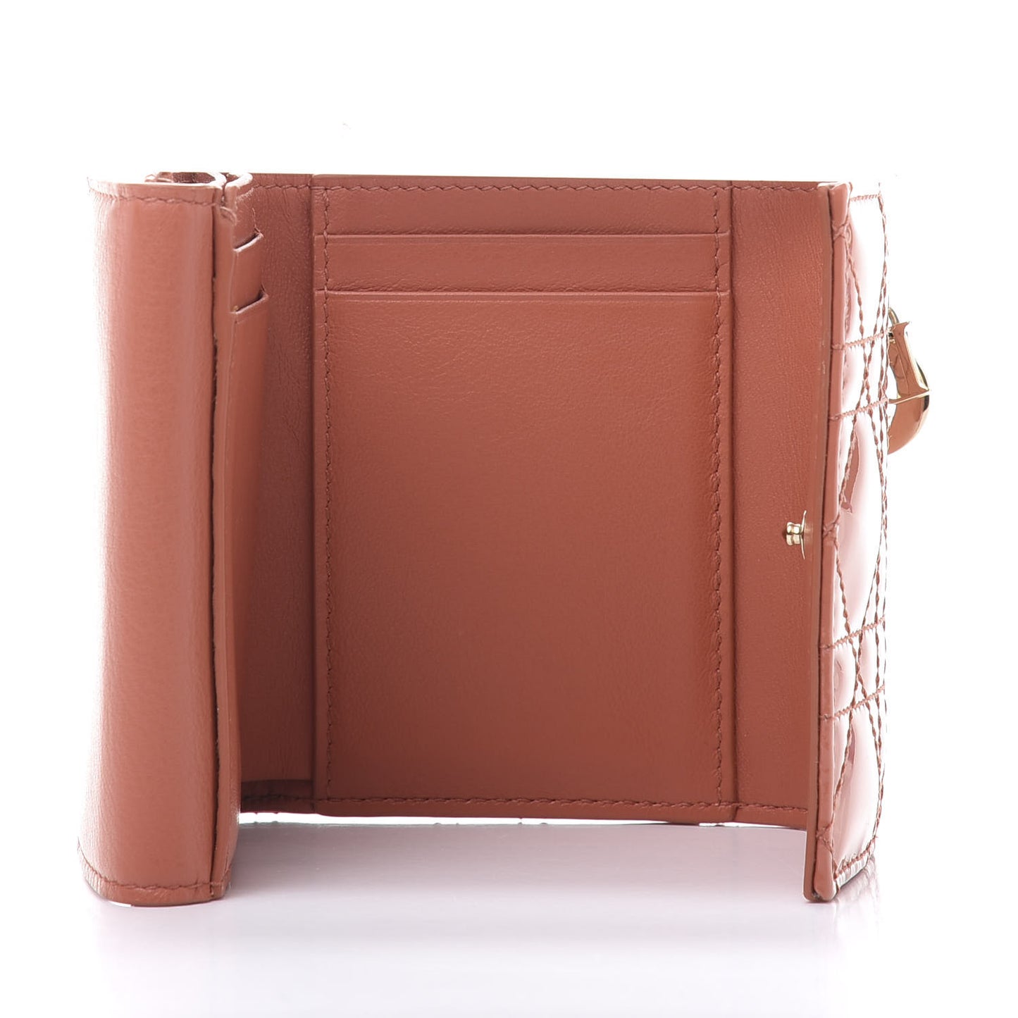 Patent Cannage Lady Dior Lotus Wallet Dark Coral