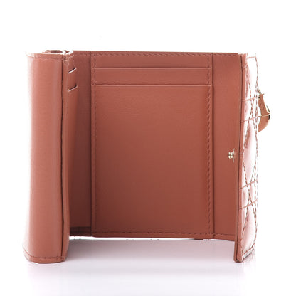 Christian Dior Patent Cannage Lady Dior Lotus Wallet Dark Coral 5 of 11