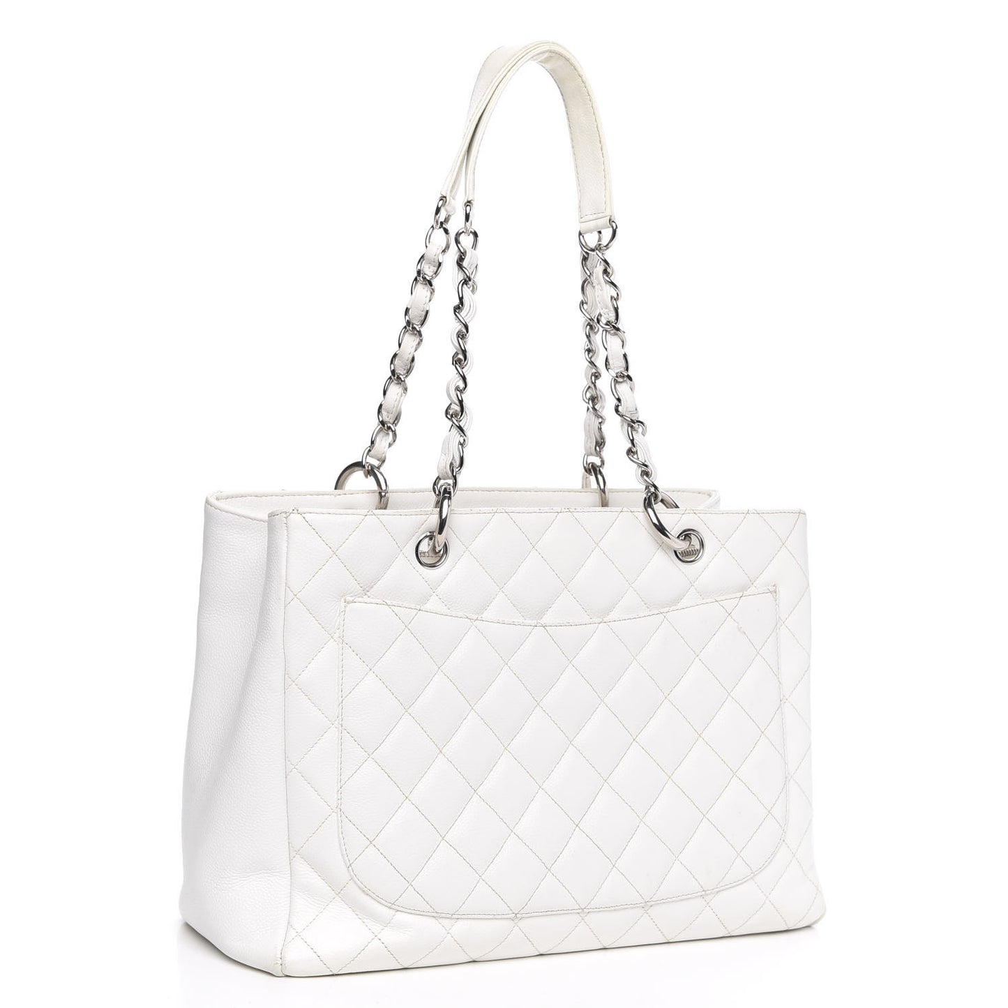 Caviar Quilted Grand Shopping Tote GST White