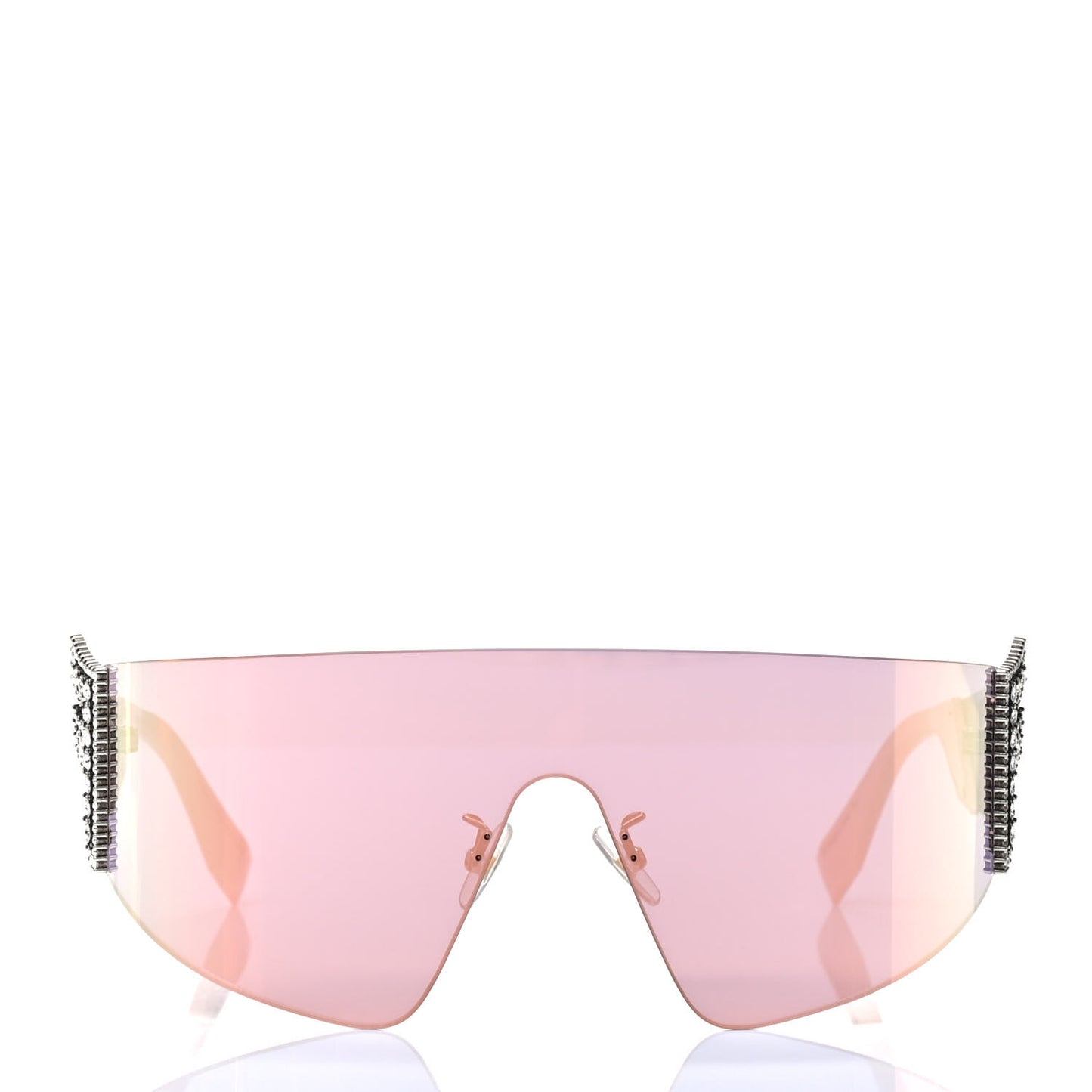 Mirrored Crystal Embellished FFreedom Shield Sunglasses FF 0382/S Pink
