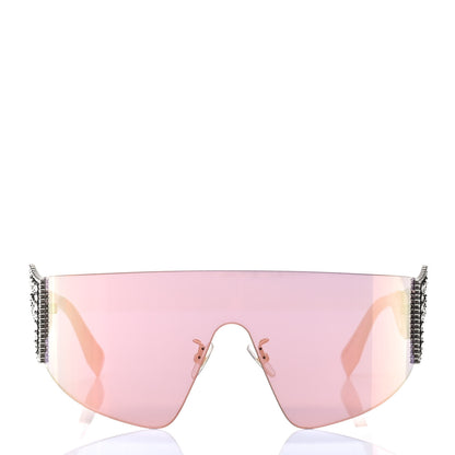 Fendi Mirrored Crystal Embellished FFreedom Shield Sunglasses FF 0382/S Pink 2 of 7