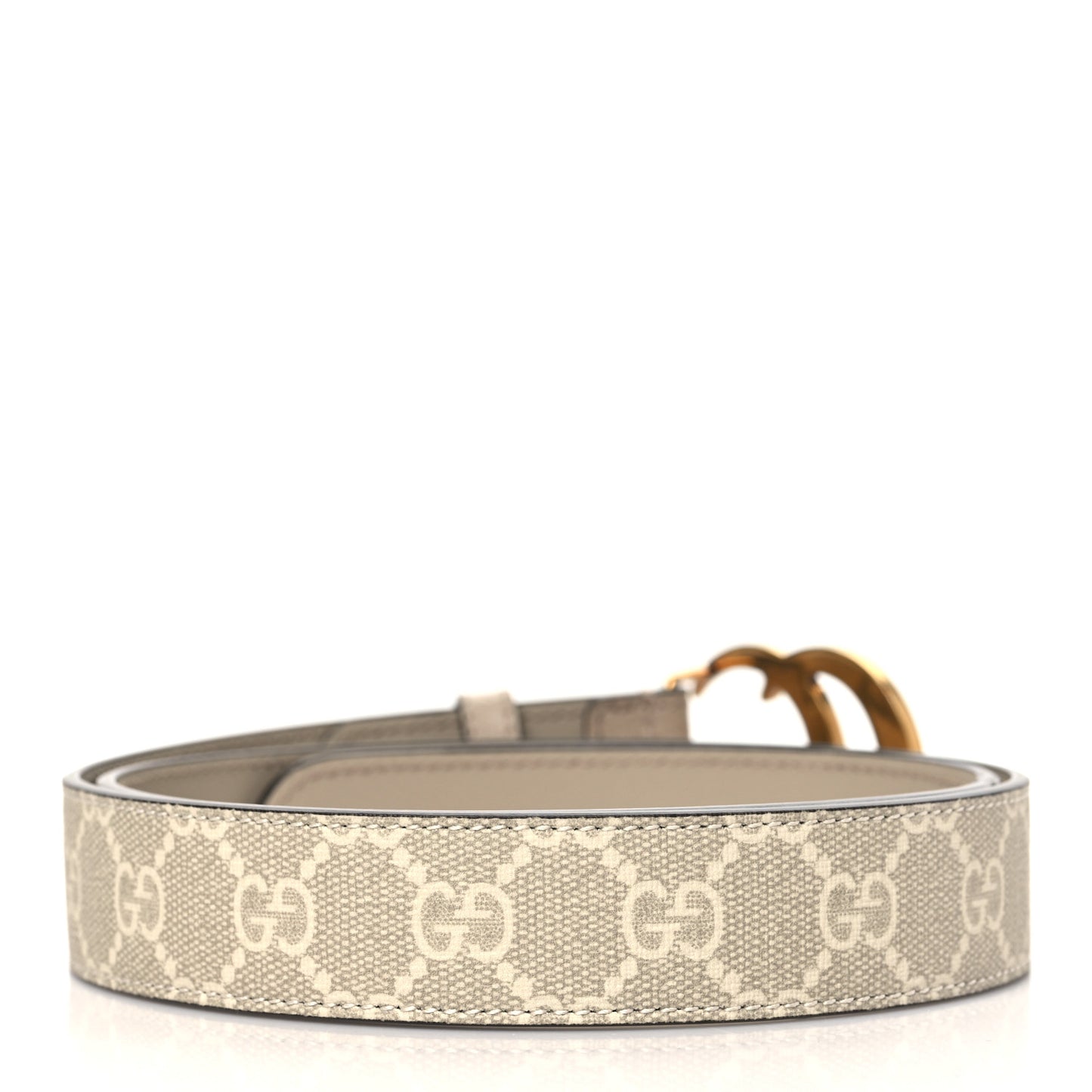 GG Supreme Monogram Calfskin Double G 30mm Belt 90 36 Beige Mystic White Oatmeal
