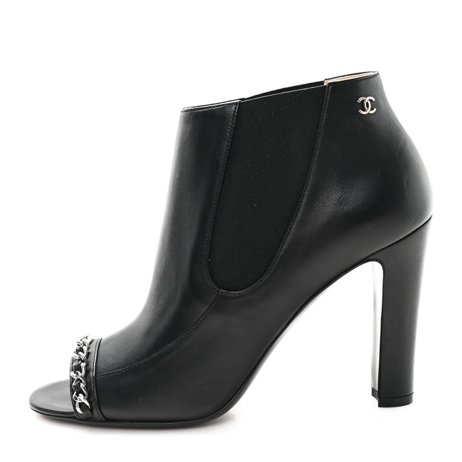Chanel Lambskin Chain Ankle Boots 38 Black 1 of 10