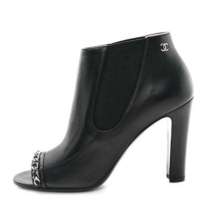 Chanel Lambskin Chain Ankle Boots 38 Black 1 of 10