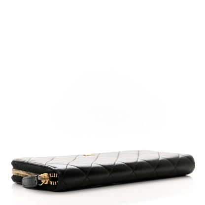 Chanel Lambskin Quilted Large Gusset Zip Around Wallet Black 4 of 10