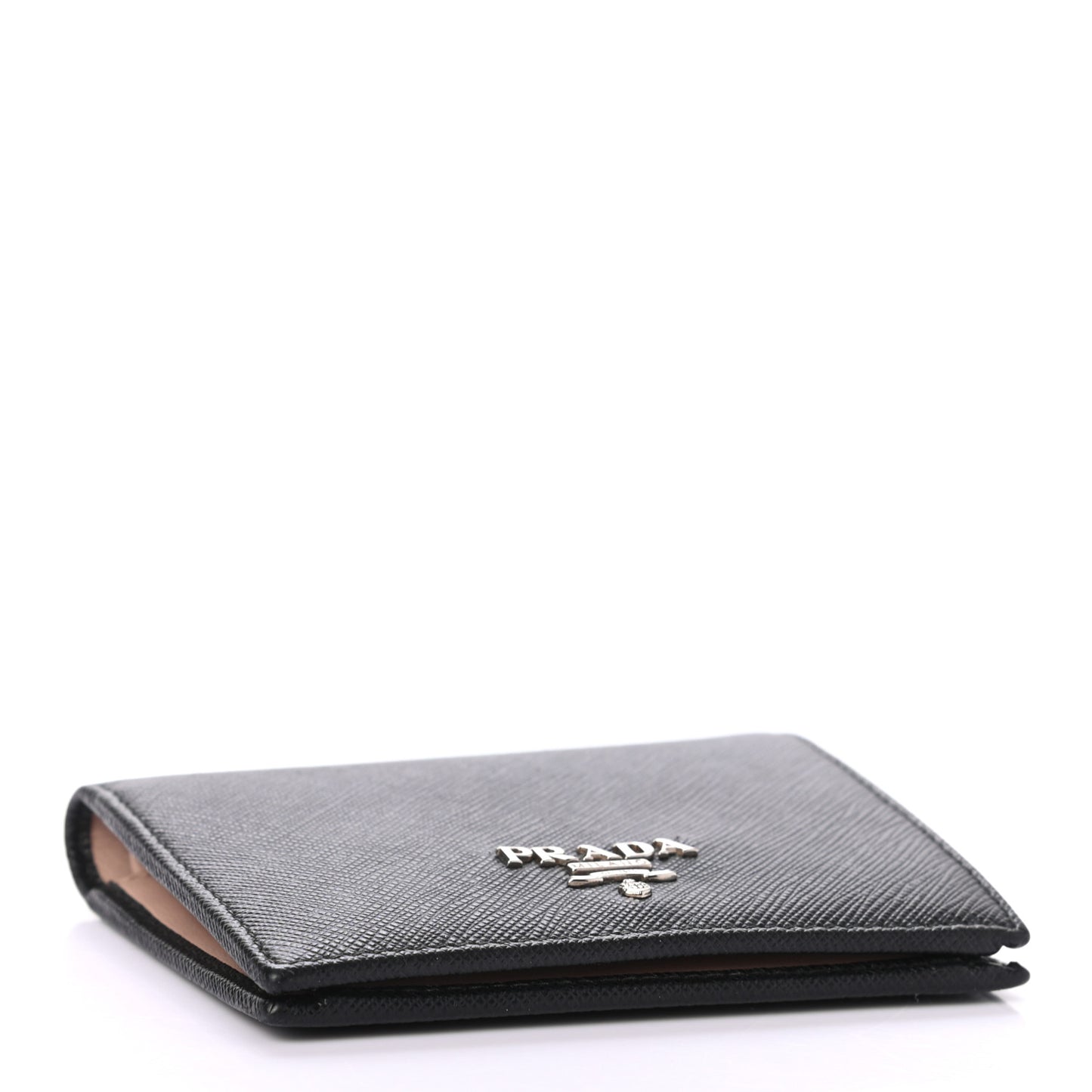 Saffiano Metal Bi-Fold Compact Wallet Black