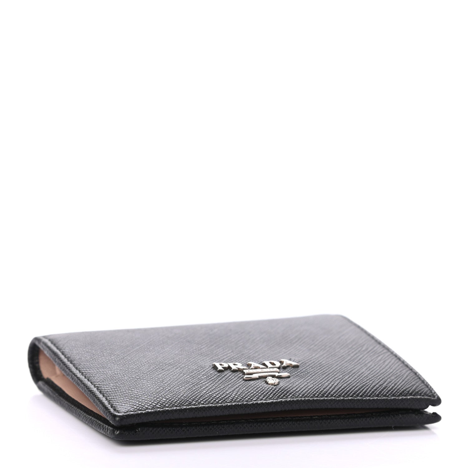 Prada Saffiano Metal Bi-Fold Compact Wallet Black 4 of 6