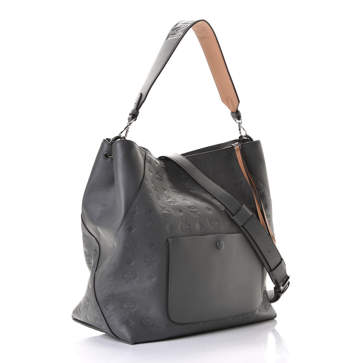 MCM Calfskin Ottomar Large Klara Hobo Charcoal 2 of 5