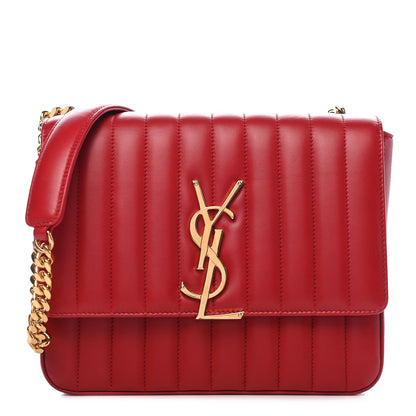 Saint Laurent Lambskin Matelasse Monogram Large Vicky Chain Bag Rouge Eros 1 of 9