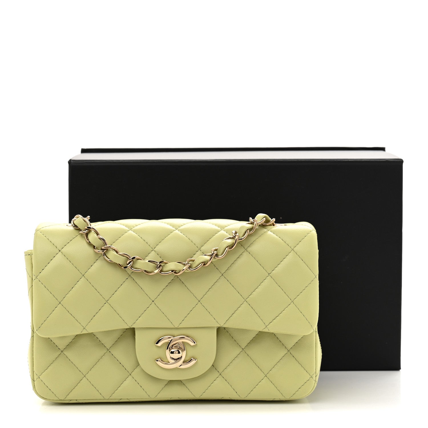Chanel Lambskin Quilted Mini Rectangular Flap Light Green 11 of 11
