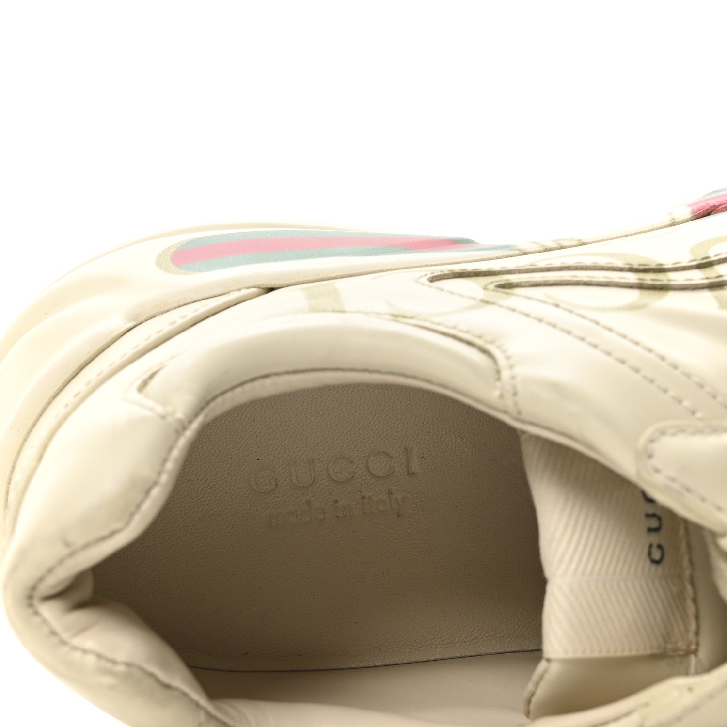 Gucci Calfskin Logo Womens Rhyton Sneakers 38 Ivory 8 of 8