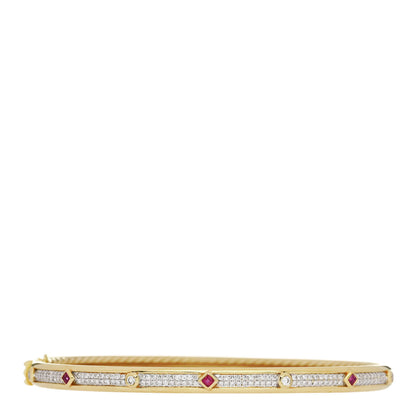 David Yurman 18K Yellow Gold Diamond Ruby Modern Renaissance Full Pave Bracelet 1 of 3