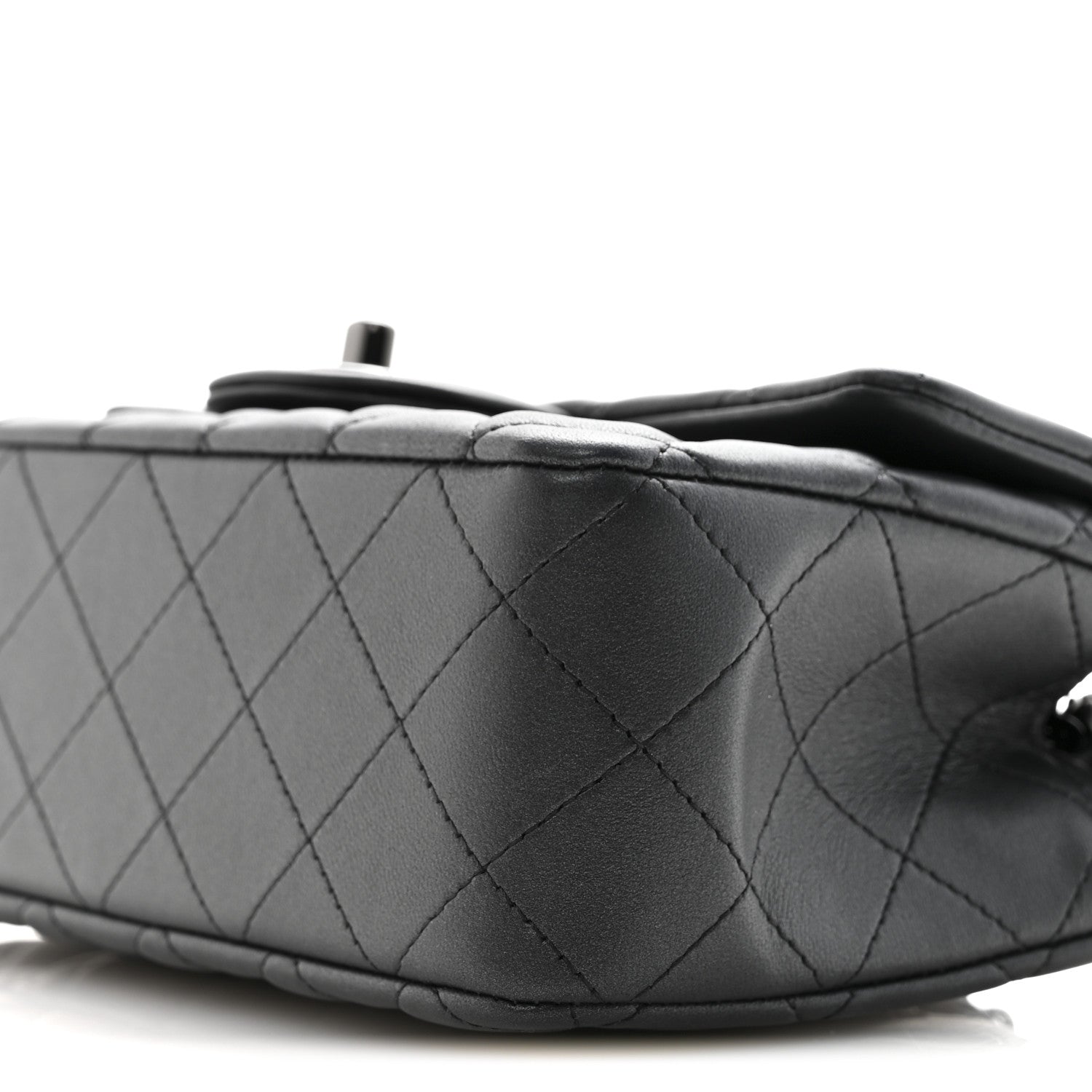 Chanel Pearly Lambskin Quilted Mini Rectangular Flap So Black