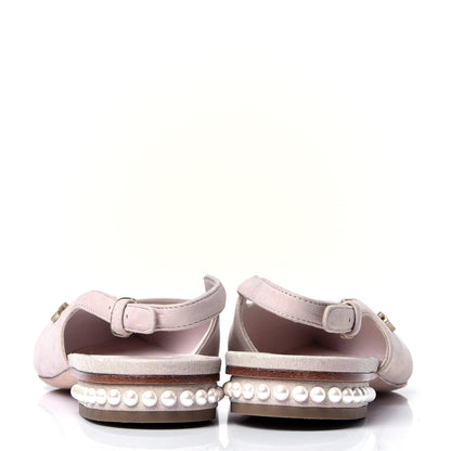 Chanel Suede Grosgrain Pearl Cap Toe CC Slingback 36 Pink 4 of 6