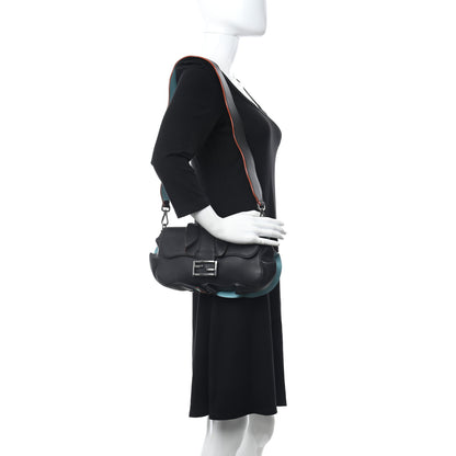 Fendi Calfskin Waves Baguette Black Turchese 2 of 11