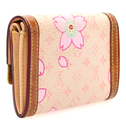 Louis Vuitton Monogram Cherry Blossom Porte-Monnaie Plat Coin Purse Pink 3 of 6