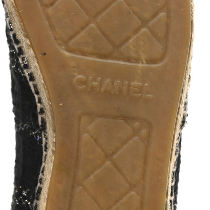 Chanel Metallic Tweed Lambskin CC Espadrilles 38 Black Silver 7 of 9