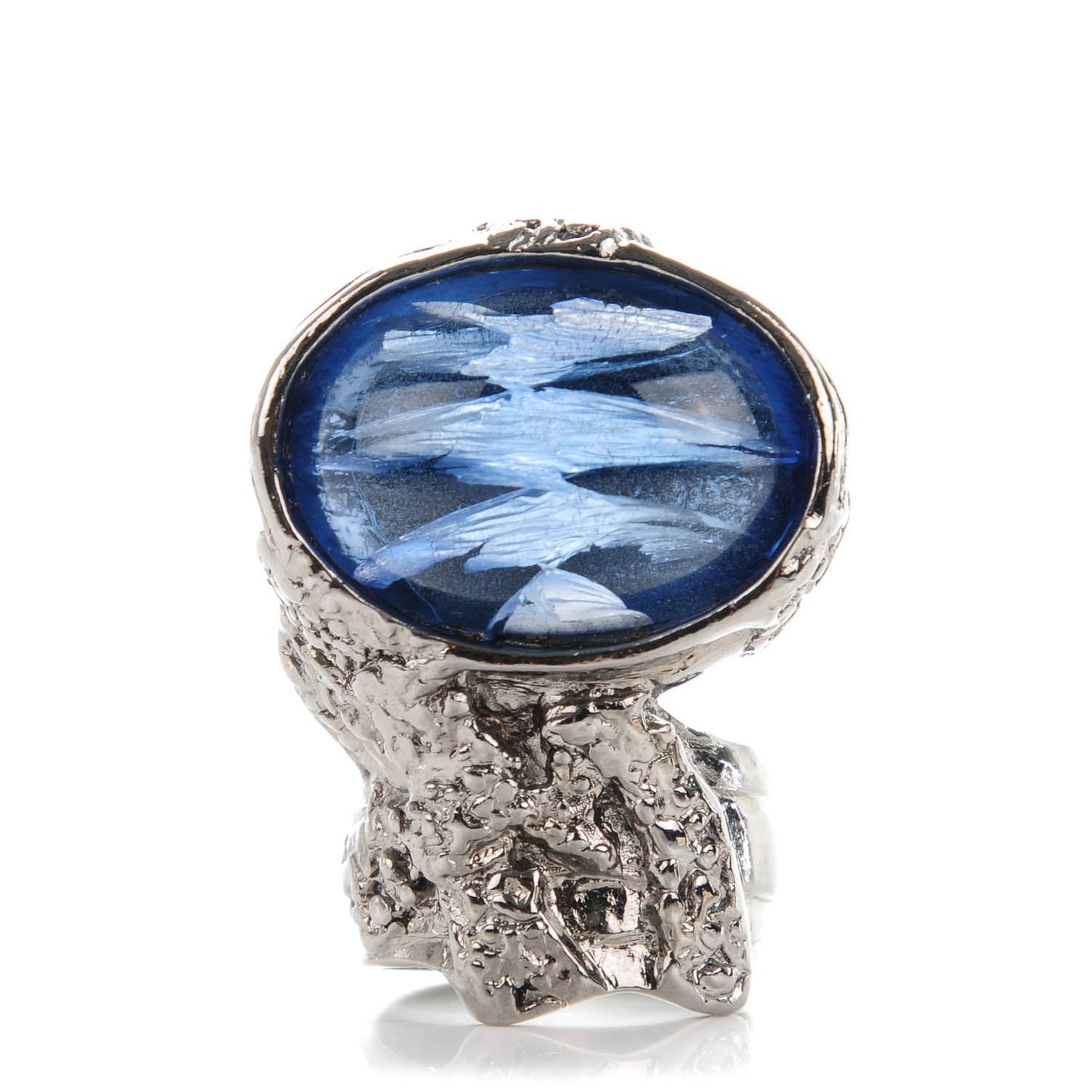 Glass Cabochon Arty Ovale Ring 7 Silver Oceano