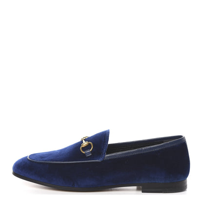 Gucci Velvet Horsebit Womens Jordaan Loafers 37 Blue Cobalt 1 of 9