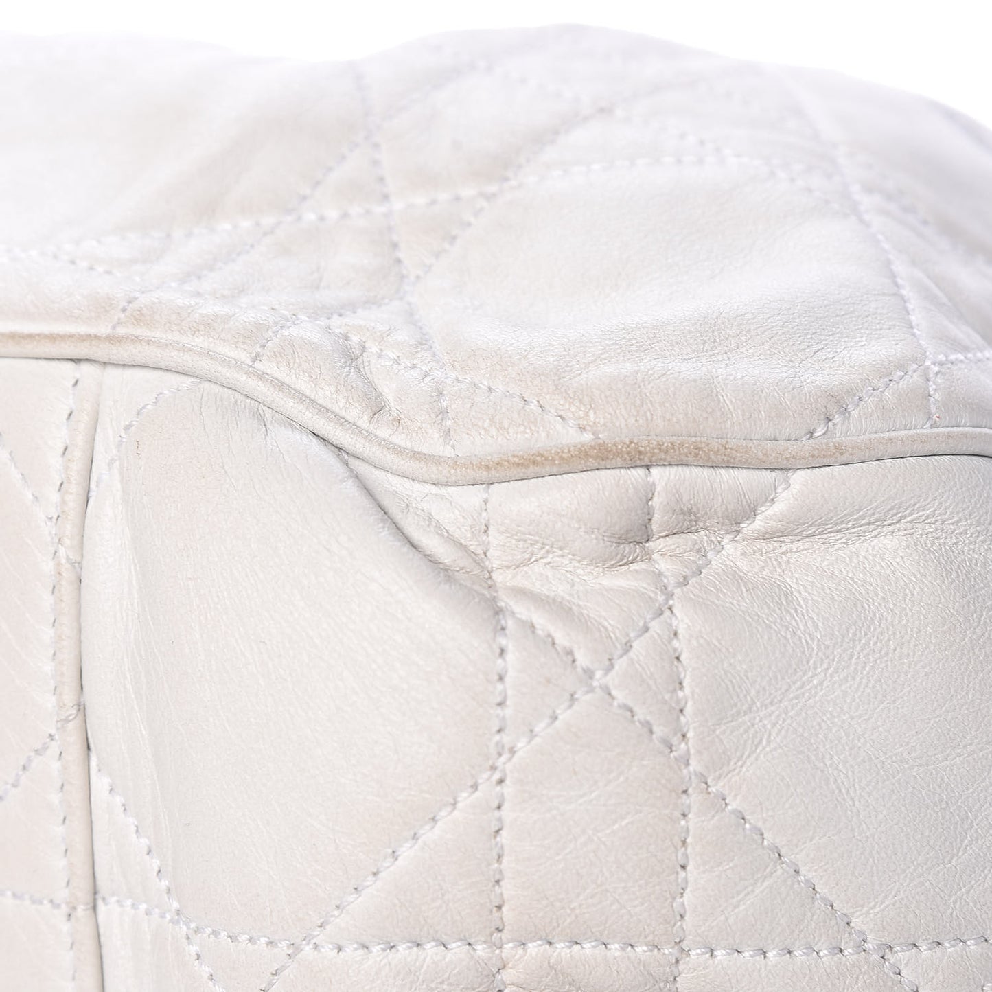 Lambskin Cannage Drawstring Bag White