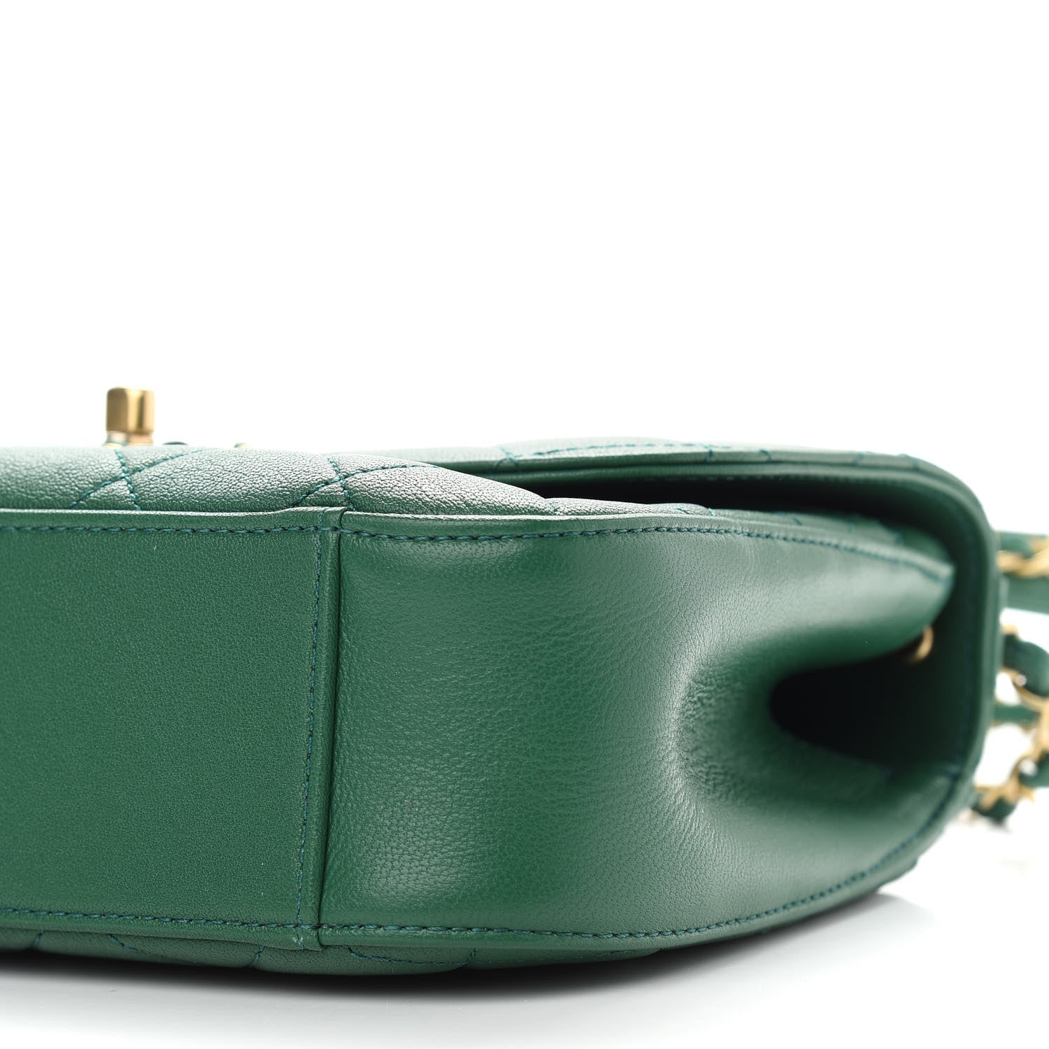 Chanel Lambskin Quilted Chain Infinity Top Handle Flap Green 9 of 10