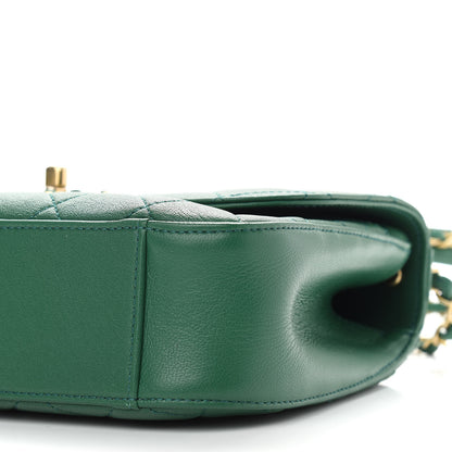 Chanel Lambskin Quilted Chain Infinity Top Handle Flap Green 9 of 10
