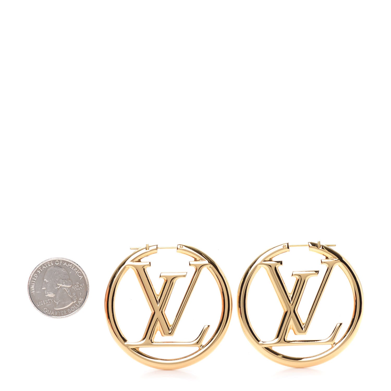 Louis Vuitton Metal Louise Hoop Earrings Gold 2 of 5