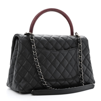 Chanel Caviar Lizard Quilted Small Coco Handle Flap Black 3 of 10