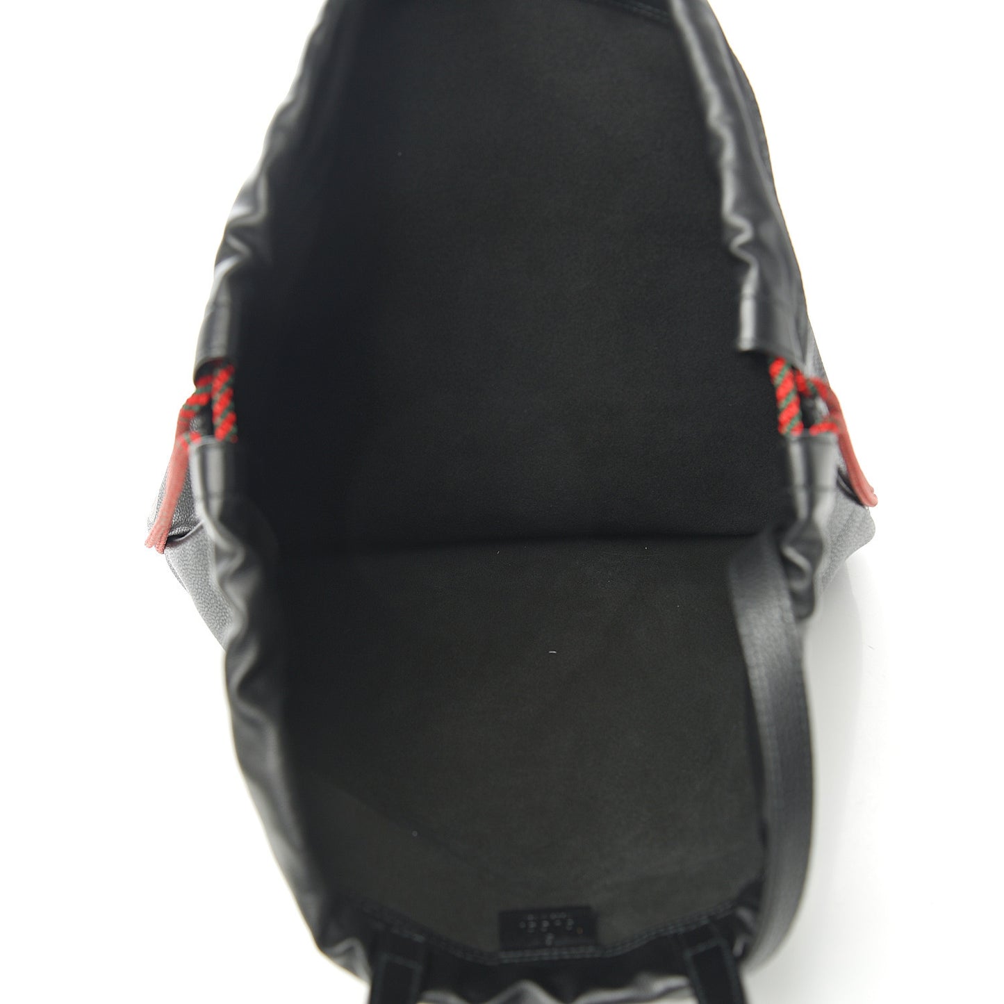 Calfskin Logo Drawstring Backpack Black