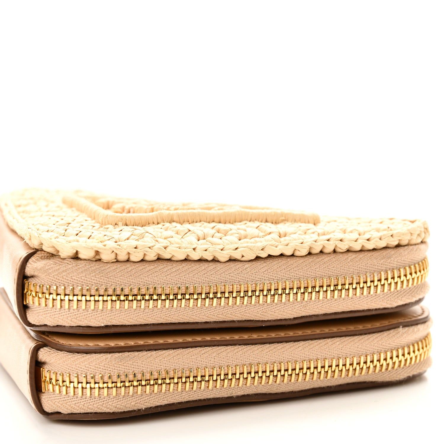 Prada Raffia Calfskin Crochet Logo Embroidered Mini Triangle