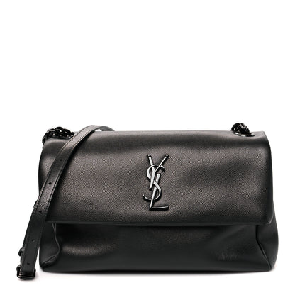Saint Laurent Grain De Poudre Medium West Hollywood Monogram Fold-Over Black 1 of 9