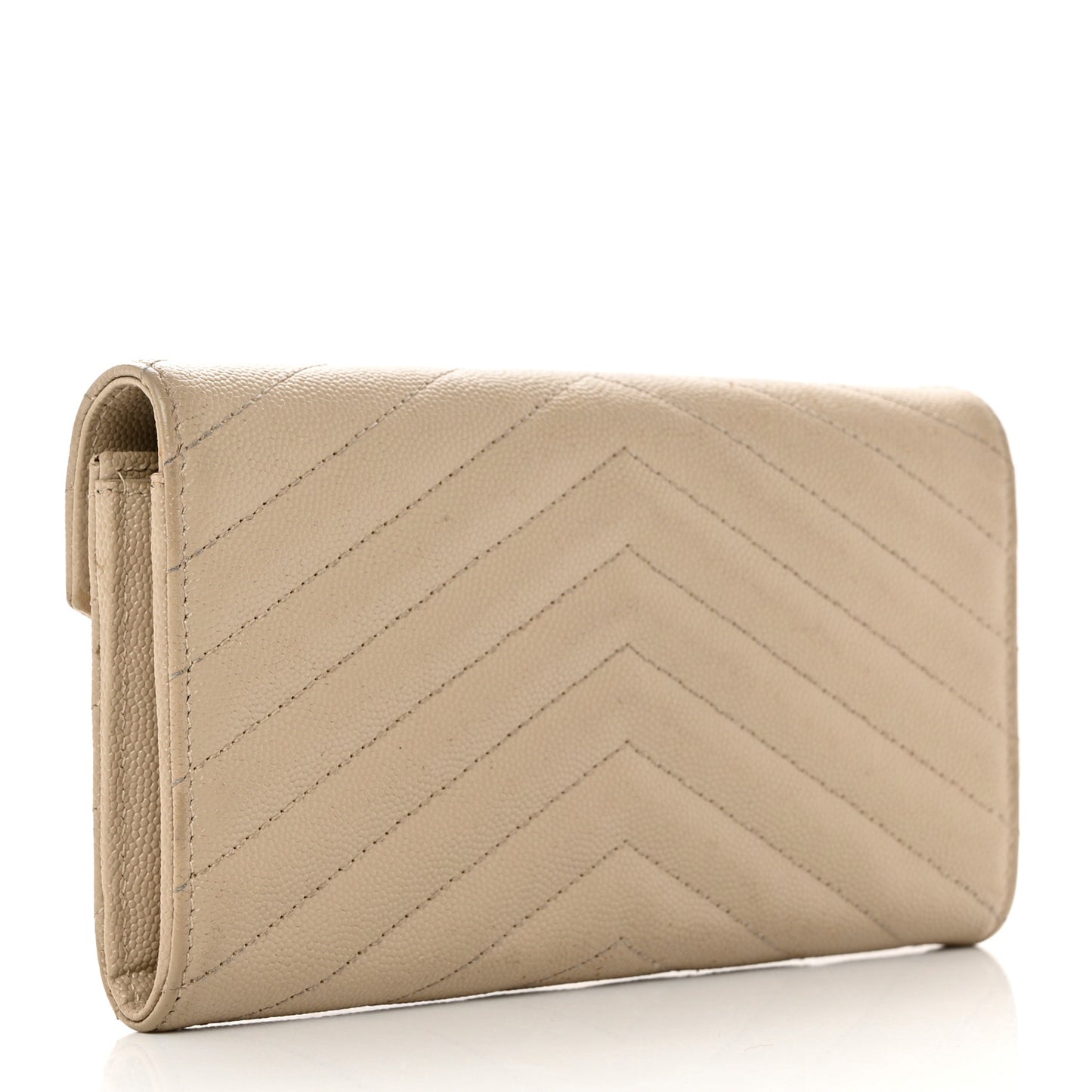 Grain De Poudre Matelasse Chevron Monogram Flap Wallet Dark Beige