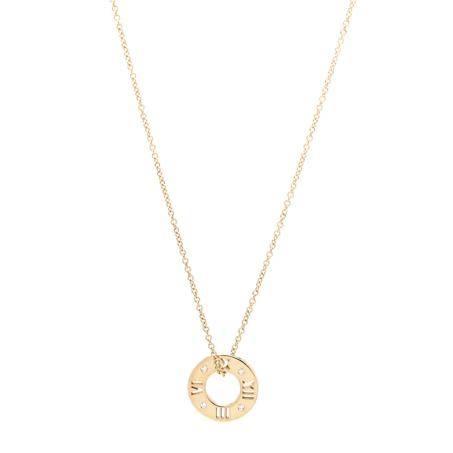 Tiffany 18K Yellow Gold Diamond Atlas Pierced Pendant Necklace 1 of 7