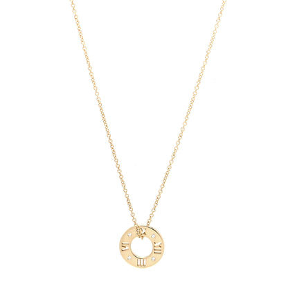 Tiffany 18K Yellow Gold Diamond Atlas Pierced Pendant Necklace 1 of 7