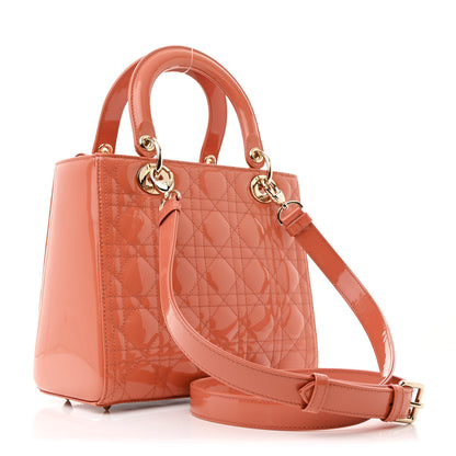 Christian Dior Patent Cannage Medium Lady Dior Light Coral 3 of 11
