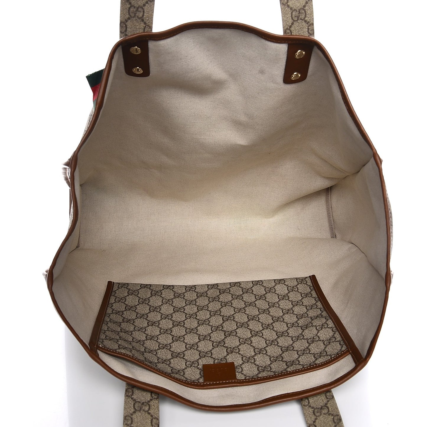 GG Plus Monogram Large Signature Web Loop Tote Brown