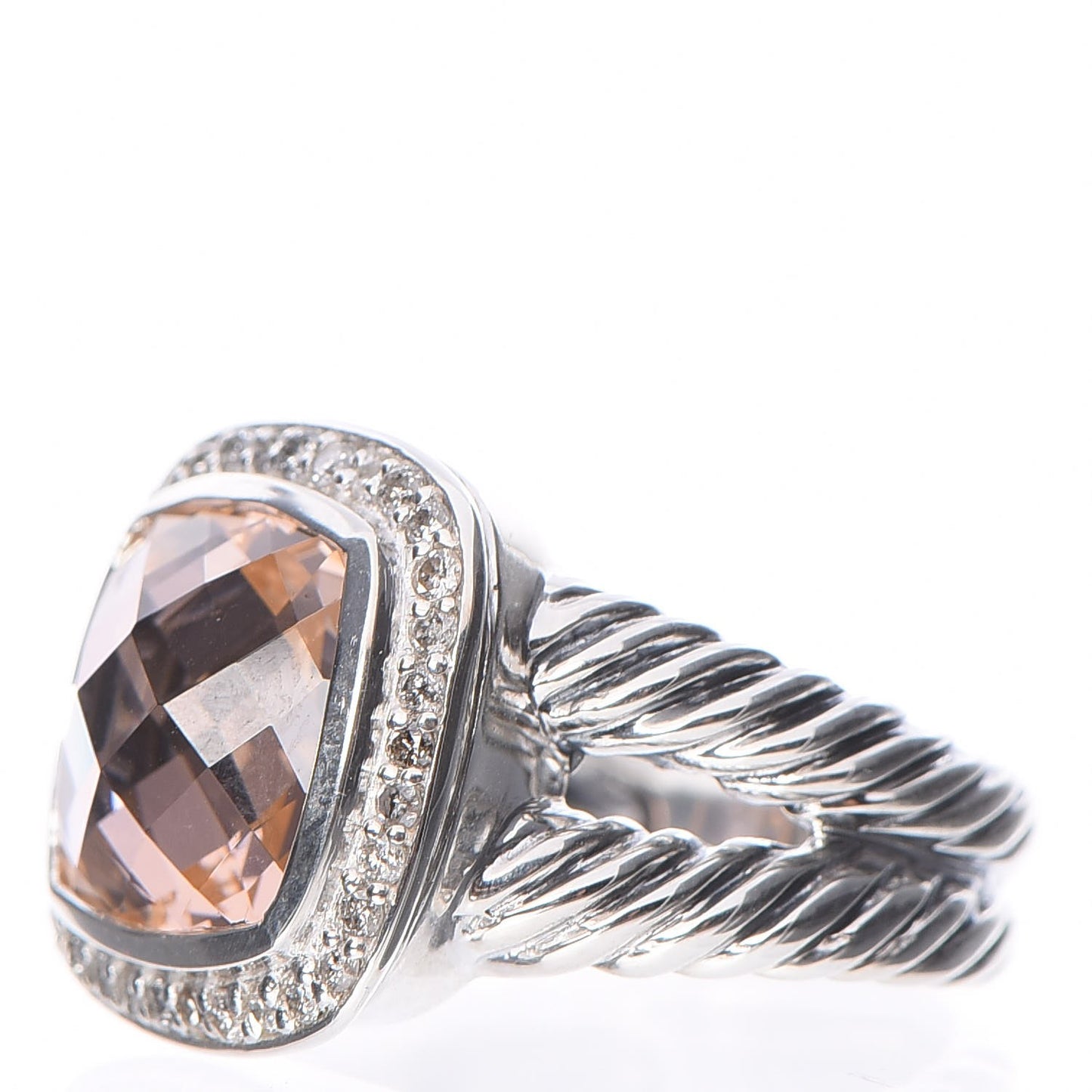 Sterling Silver Diamond Morganite 11mm Albion Ring 54 7