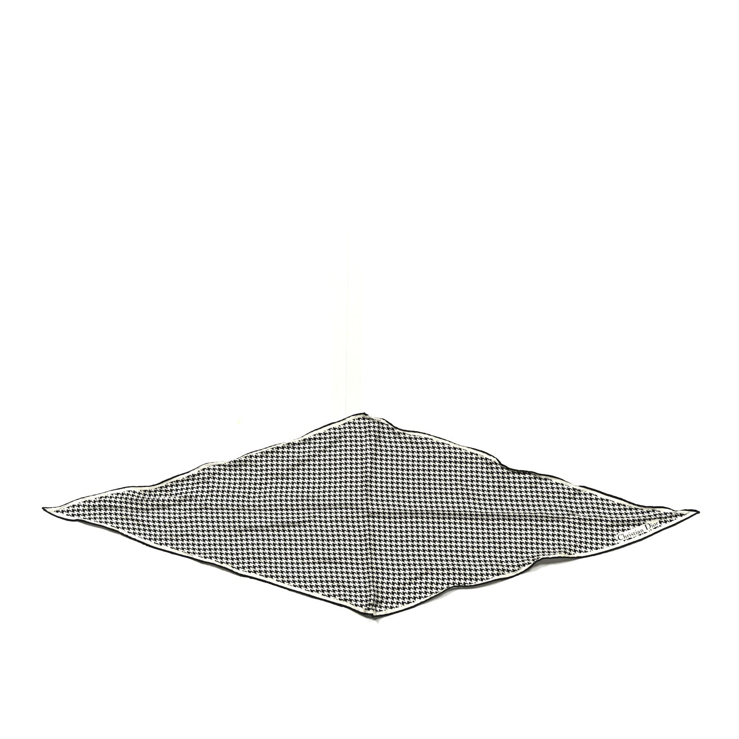 Christian Dior Silk Houndstooth Diamond Scarf Black White 1 of 3