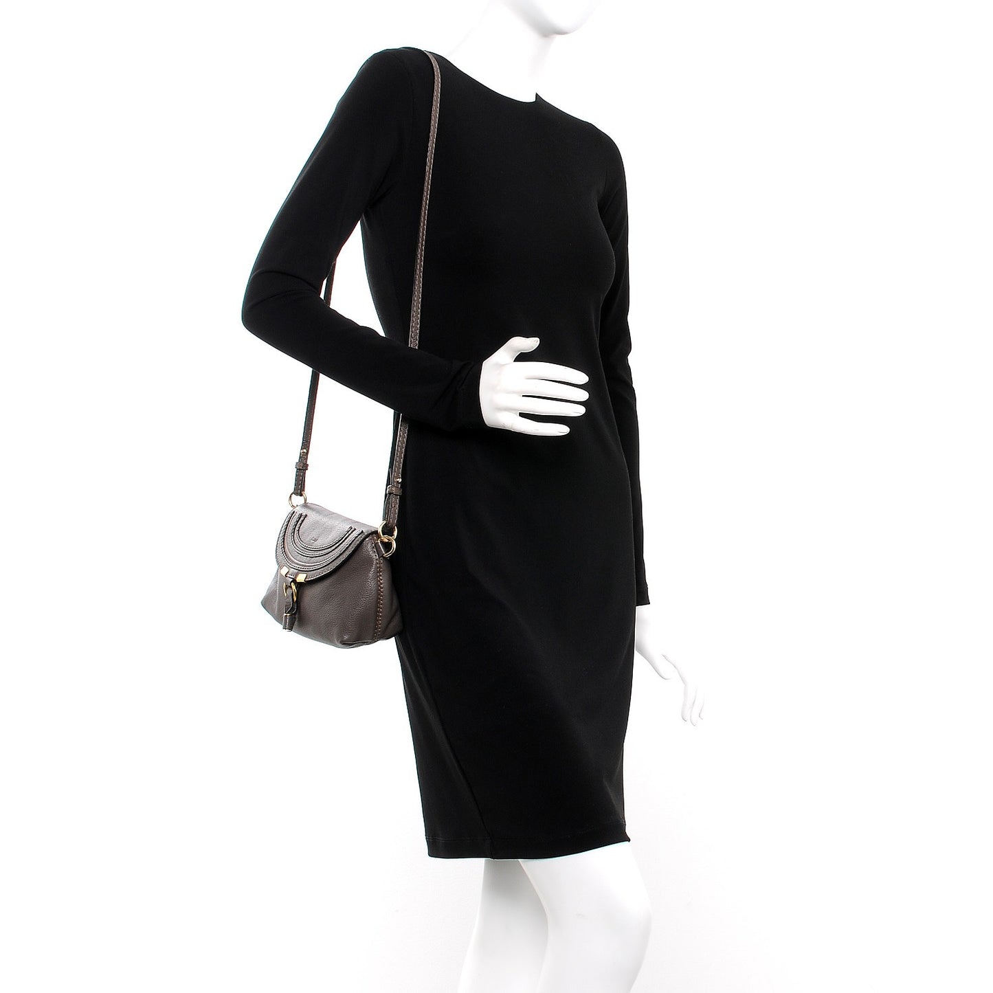 Calfskin Small Marcie Crossbody Bag Ash