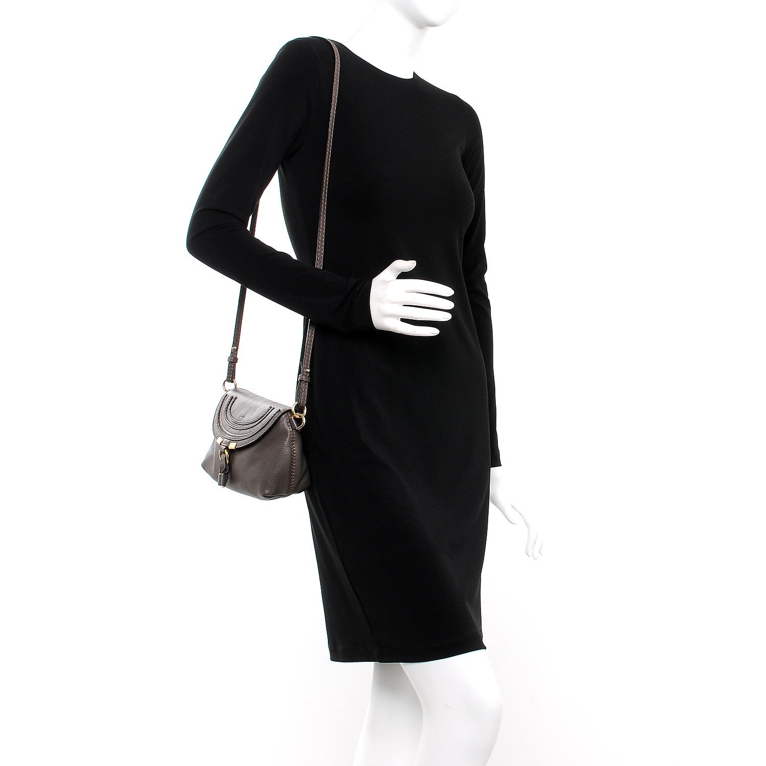 Chloe Calfskin Small Marcie Crossbody Bag Ash 2 of 8