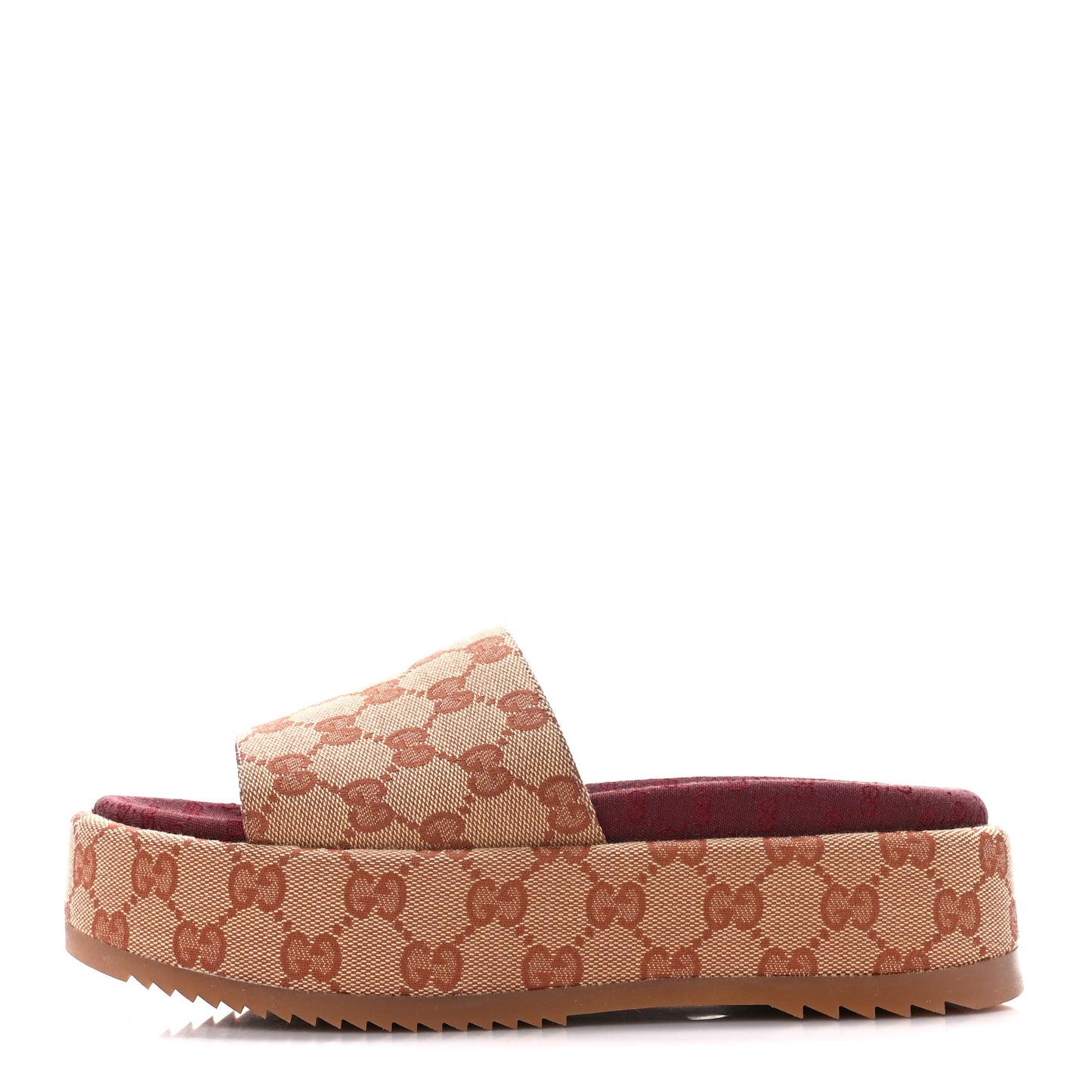 Canvas GG Monogram Angelina Platform Slide Sandals 37 Beige Ruggine