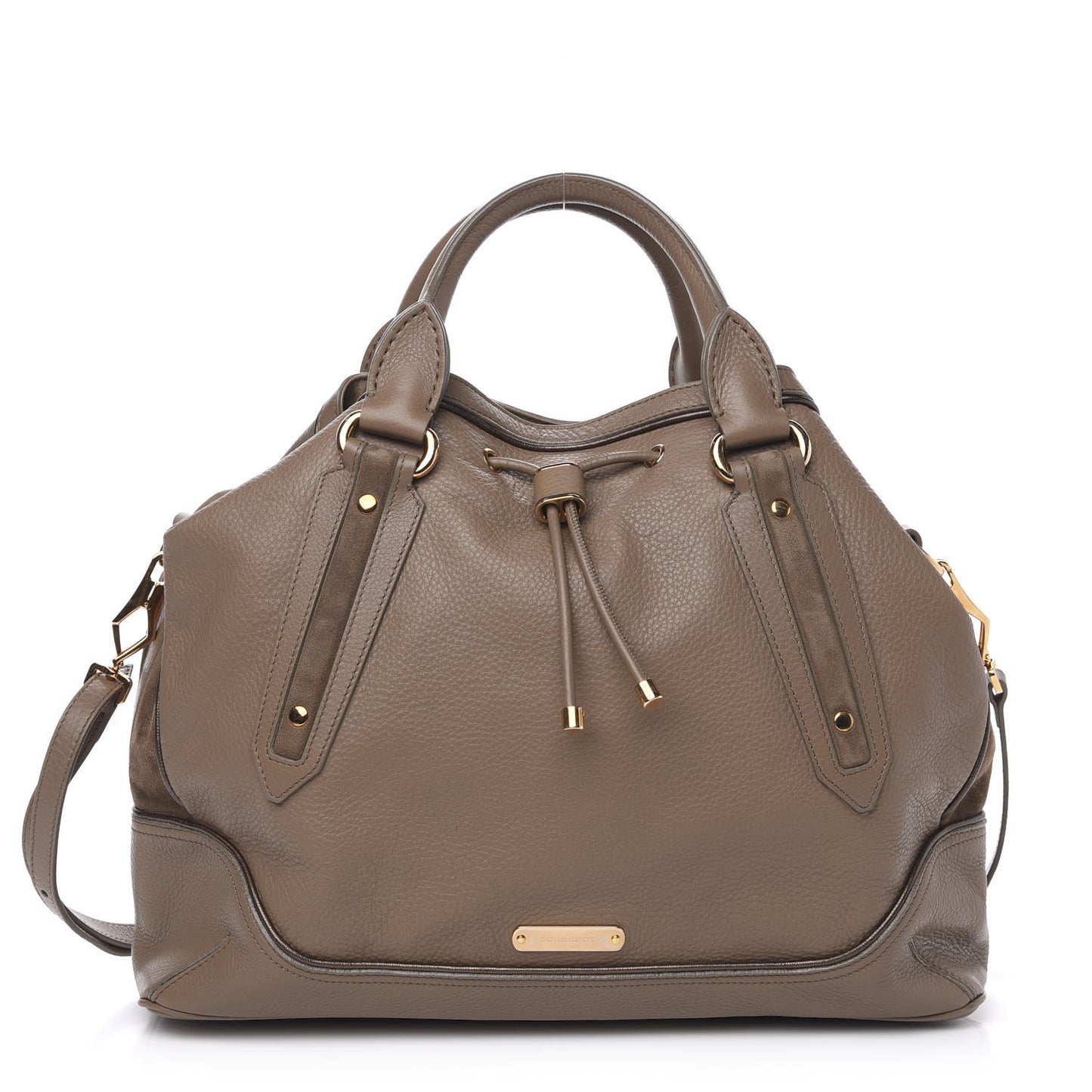 Calfskin Suede Earlsburn Mixed Media Tote Mole Grey