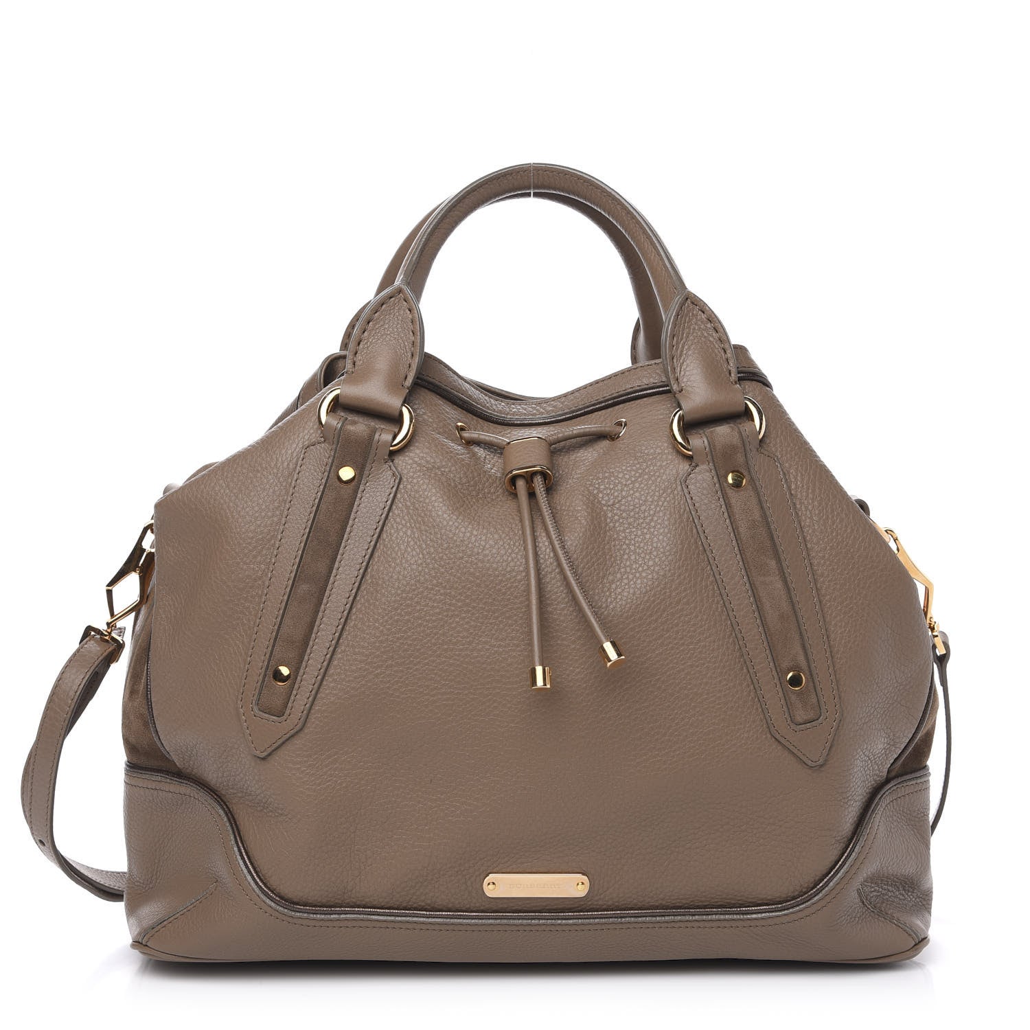Burberry Calfskin Suede Earlsburn Mixed Media Tote Mole Grey 1 of 11