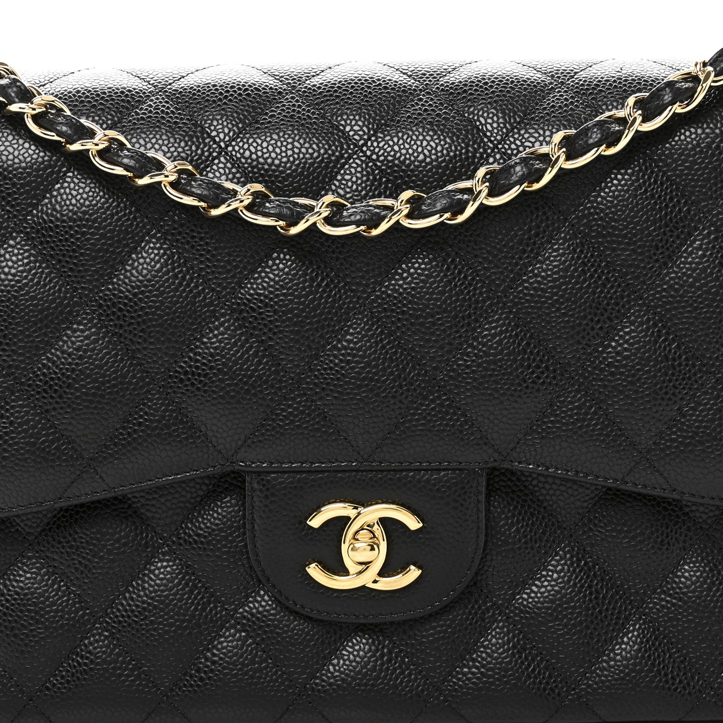 Caviar Quilted Jumbo Double Flap Black