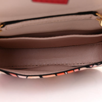 Fendi Stretch Satin Vitello Grace Floral Print Nano Baguette Charm Rose Multicolor Rosso Cardinale 6 of 7